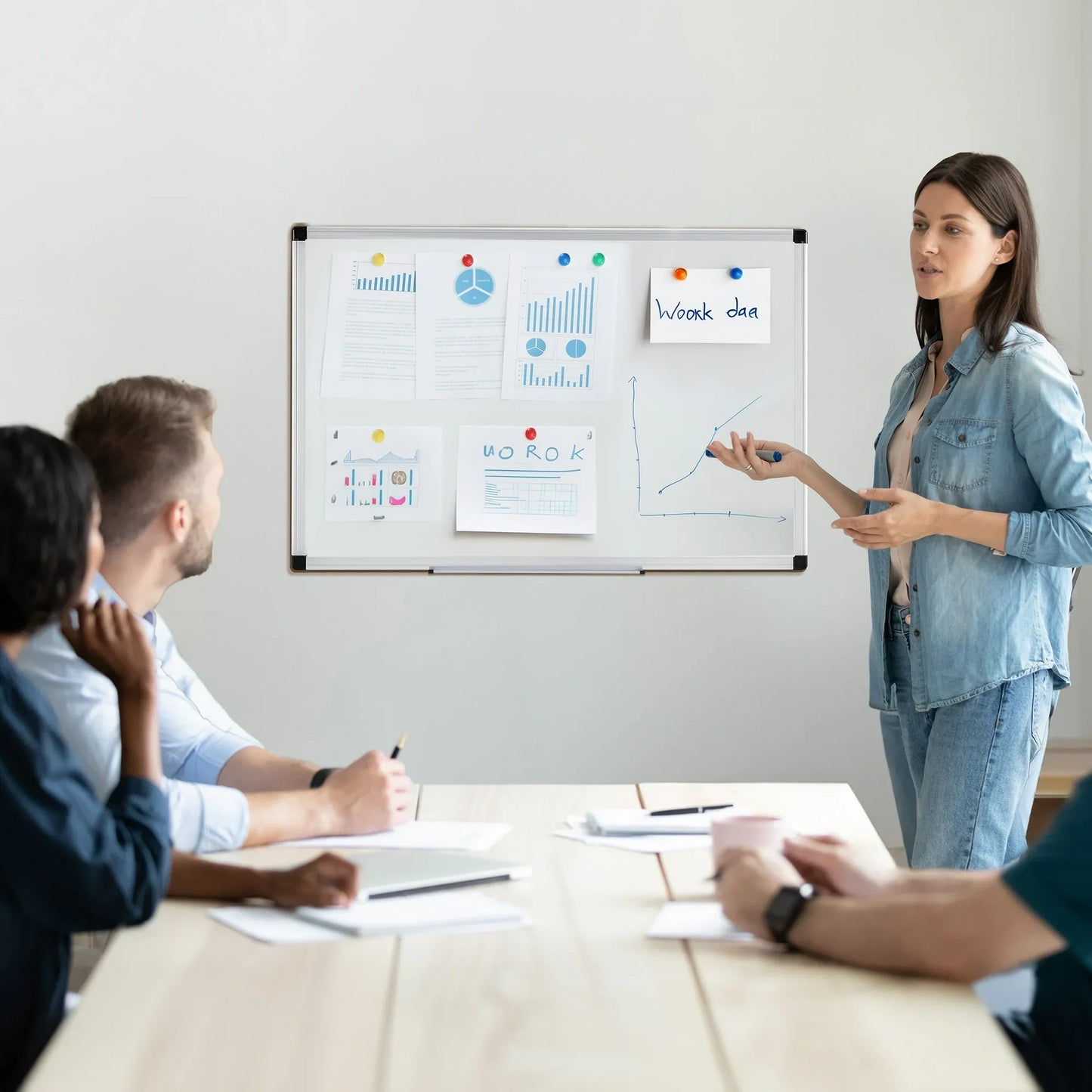 EDX Magnetic Dry Erase Board, 36 X 24 Inches, Two Mounting 0ptions, Horizontal or Vertical，With Left and Right Removable Pen Tray, Silver Aluminium Frame, White