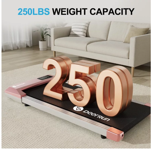 Deerrun Walking Pad , 300lbs Capacity Under Desk Treadmill, 0.6-3.8 Mph With PitPat APP, Smart Treadmills for Home Office