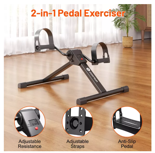 Deerrun Fitness Foldable Under Desk Exercise Bike Portable Arm and Leg Pedal Exerciser