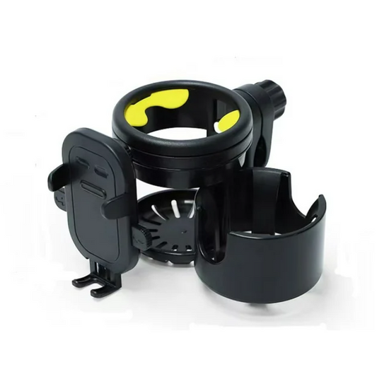 3-in-1 Walker Cup Holder with Phone Holder, Wheelchair Cup Holder, Rollator Cup Holder, Cup Phone Holder for Walker, Wheelchair, Rollator, Mobility Scooter, Black