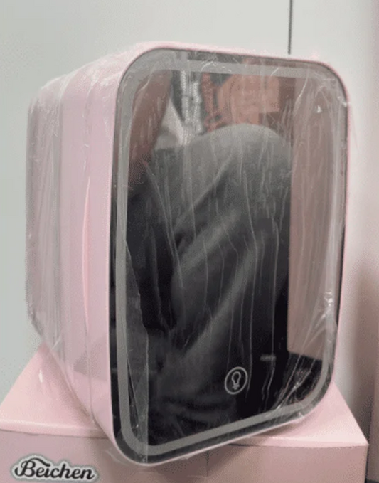 Mini Fridge, 4 Liter/6 Cans Small Refrigerator With Dimmable LED Light,AC/DC Portable Thermoelectric Cooler and Warmer for Bedroom,Office,Gaming room and Car