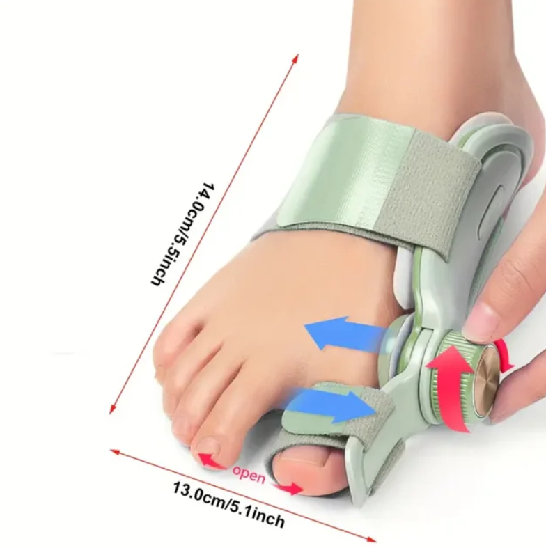 Double Correction Bunion Corrector, Adjustable Knob Orthopedic Bunion Splint with 3 Angle Fixing Plates, Hand Wash Only, Polyester, Toe Separator for Men and Women