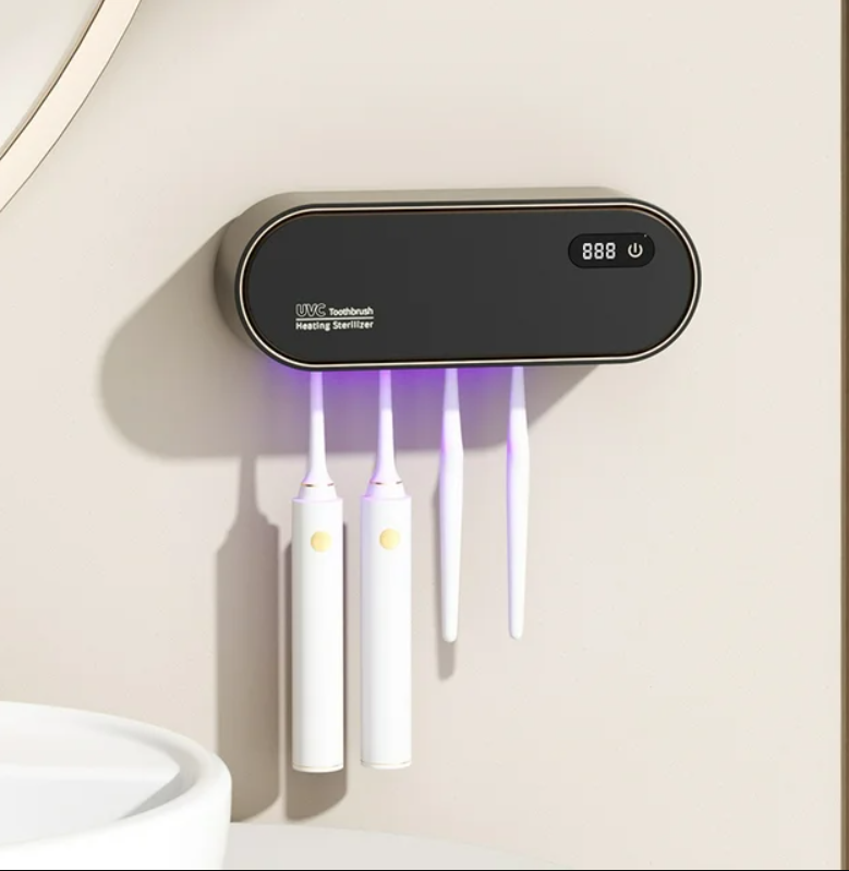 Sentryse Toothbrush Holders for Bathrooms, Rechargeable UV Toothbrush Sanitizer Holder, Wall Mounted Tooth Brush Holder, No Drilling, 4 Slots