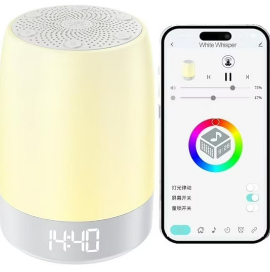 FETERVIC White Noise Machine with Bluetooth Speaker  32 Soothing Sounds, 8 Color Night Light, Smart App Control, Timer  Memory, Portable Sleep Sound Machine for Baby, Adults  Travel