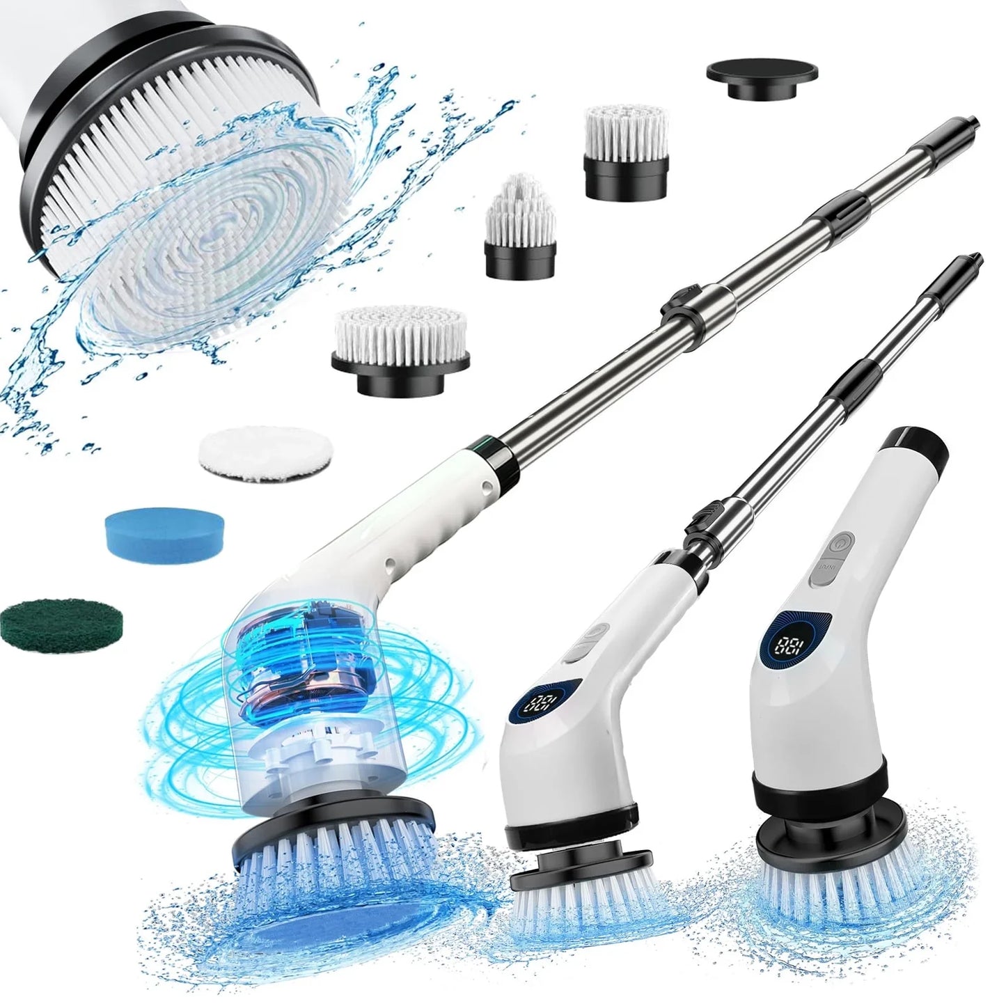 2025 New Electric Spin Scrubber, Ipx7 Waterproof Power Shower Scrubber with Extension Handle - 120 Minutes Runtime