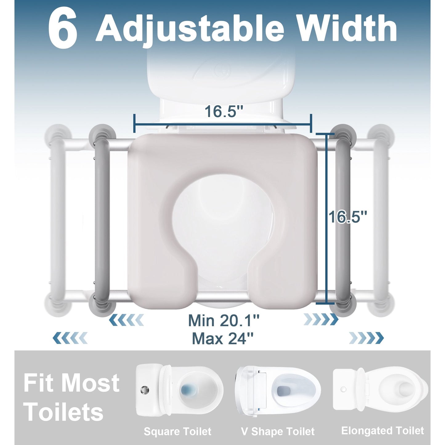 ZOTO Toilet Seat Risers for Seniors, 400 LBS Raised Toilet Seat, Toilet Riser with Handles, Handicap Elevated Toilet Seat with Adjustable Height & Width for Elderly, Pregnant