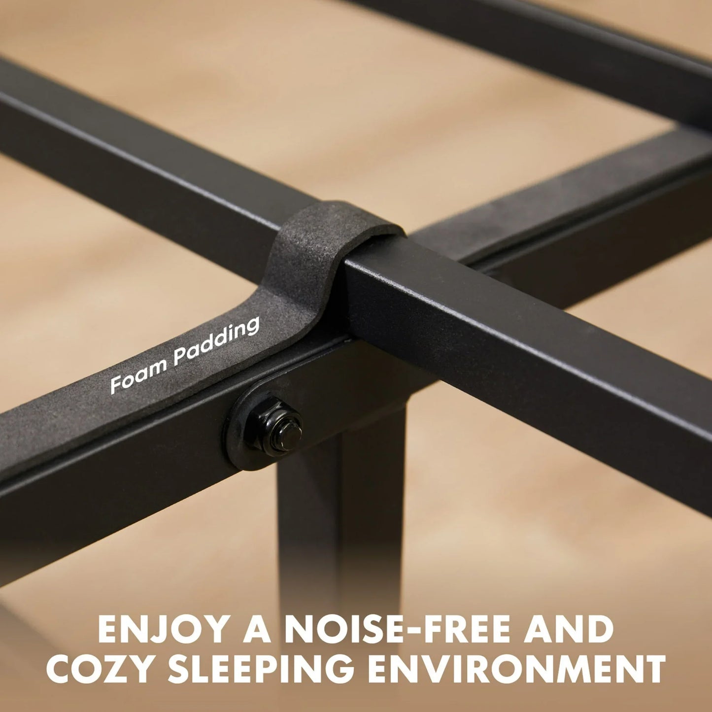 EDX Twin Size Metal Bed Frame with Industrial Wooden Headboard, Ample Storage, Noise-Free Design, Sturdy Steel Slat Support, Rustic Brown