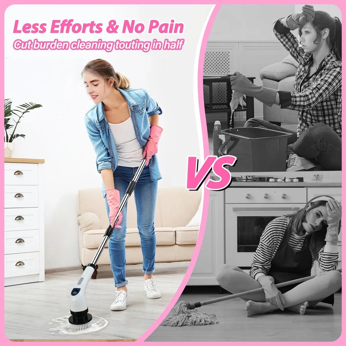 2025 New Electric Spin Scrubber, Ipx7 Waterproof Power Shower Scrubber with Extension Handle - 120 Minutes Runtime