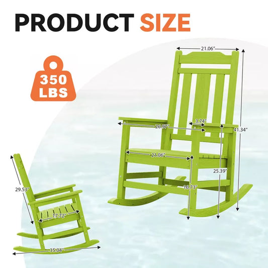 Hyleory HDPE Modern Resin Rocking Chair, Extra Wide Outdoor Adirondack Chair