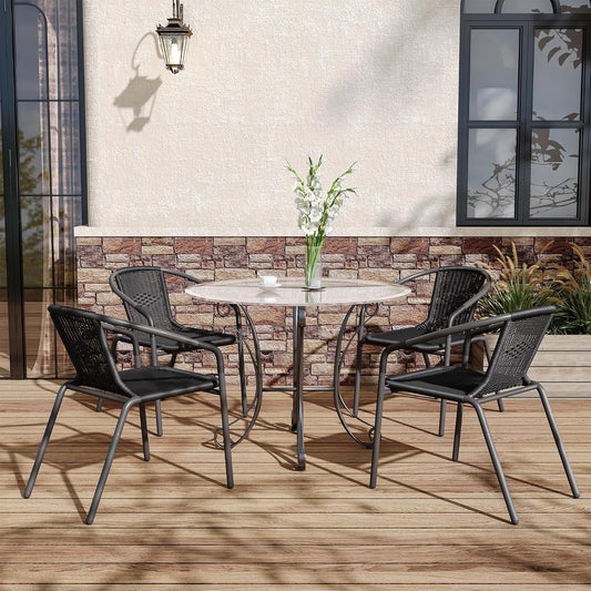 UDPATIO Rattan Patio Dining Chairs Set of 4, Wicker Stackable Outdoor Chairs, for Indoor Bistro Restaurant Porch Deck, Black