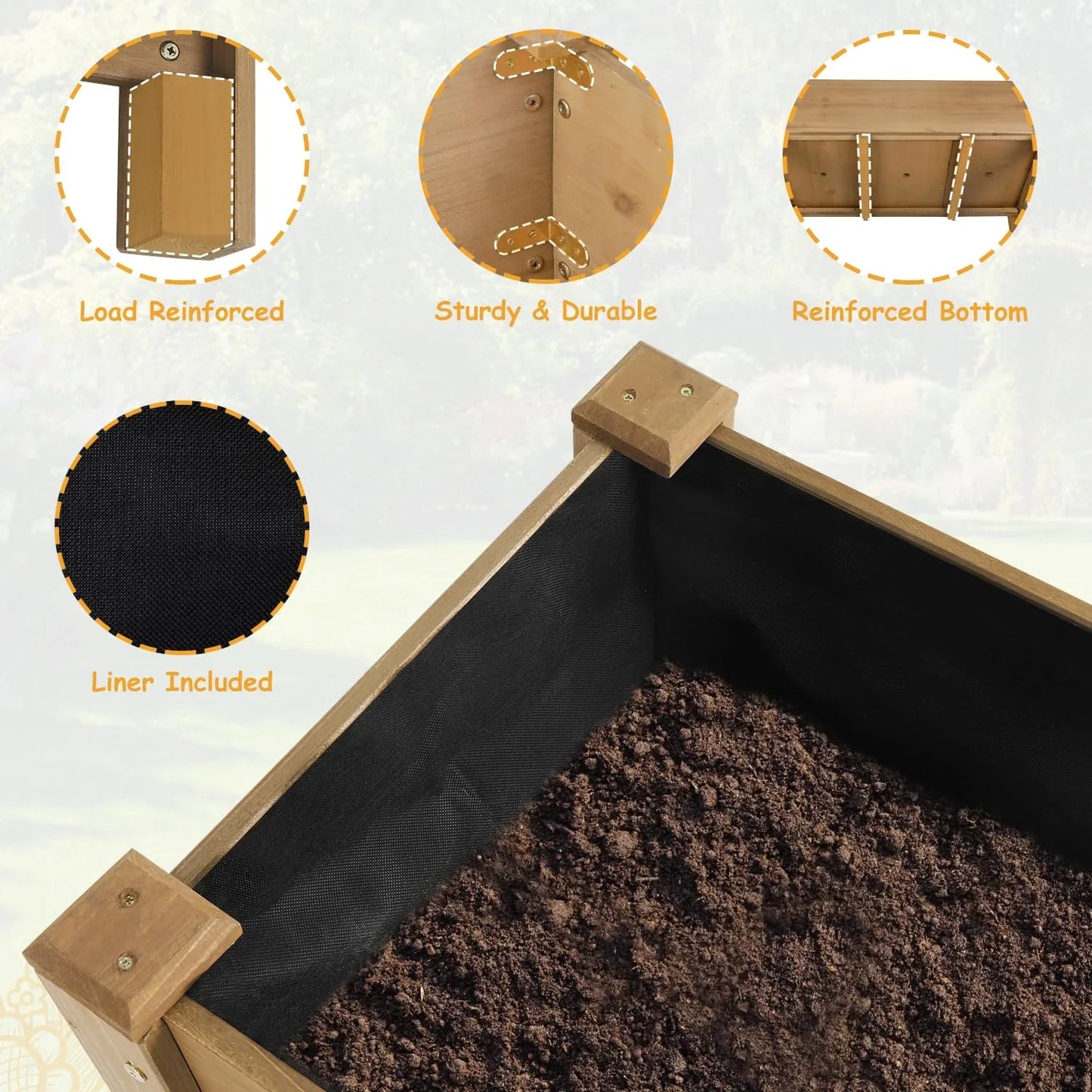 PETSCOSSET Wood Raised Garden Bed, Elevated Planter Box with Legs for Outdoor