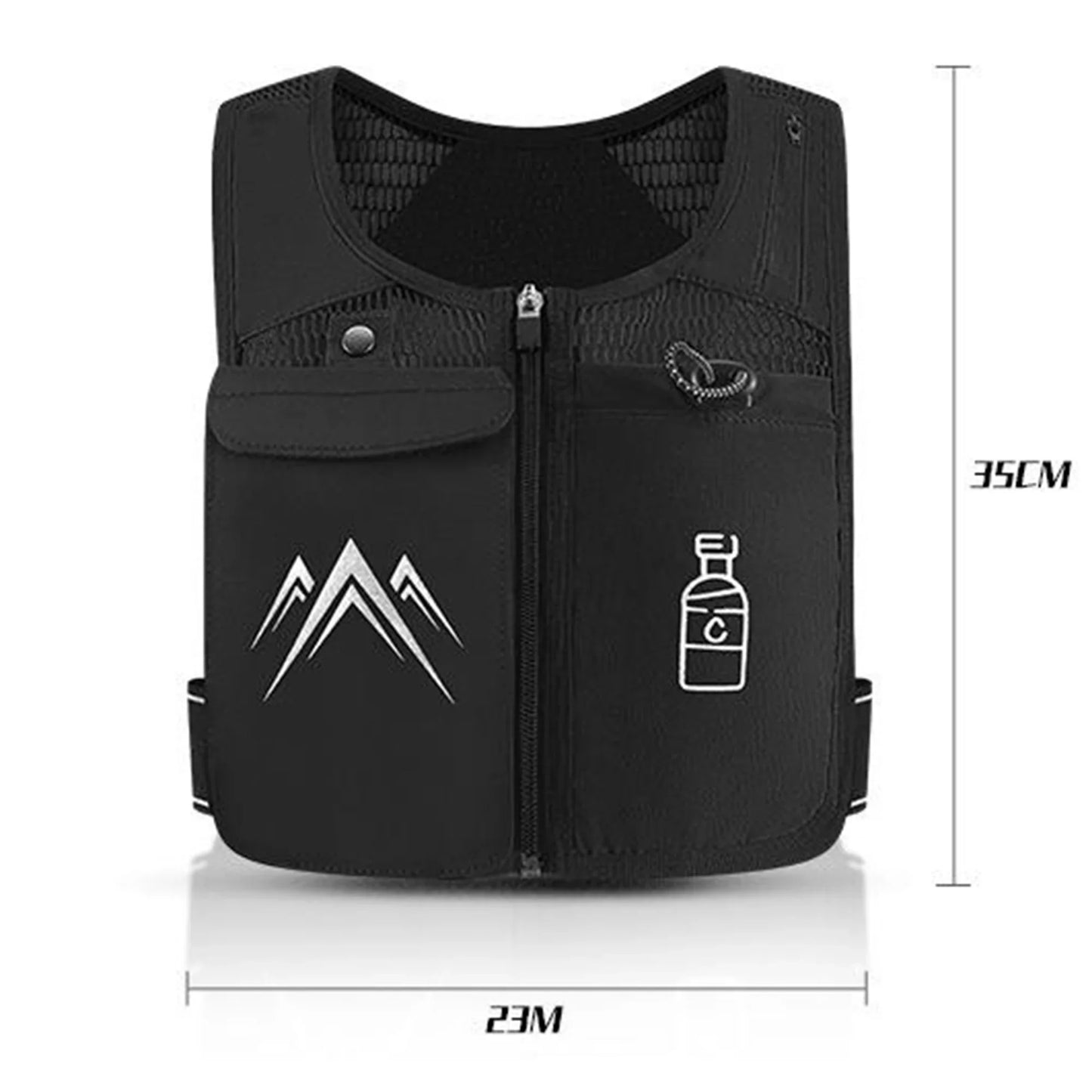 Arsvita Running Vest, Zip Reflective Running Vests with 500ml Hydration Bottle, Adjustable Waistband & Breathable Material, Chest Pack Gear Phone Holder for Running, Men & Women
