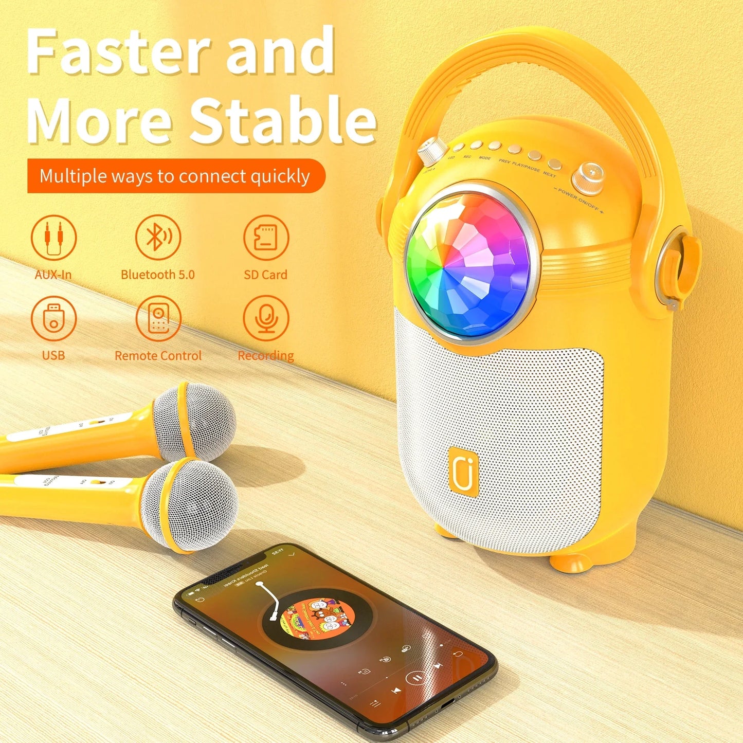JYX Mini Karaoke Machine for Kids, Portable Bluetooth Speaker with Karaoke Microphones, Singing Machine Karaoke System