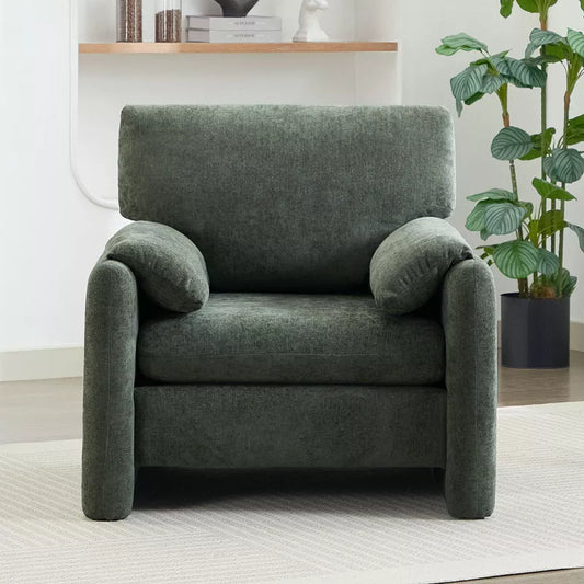 Chenille Oversized Accent Chair, Sofa Chair with Large Seat and Wide Armrests, Modern Armchair Reading Chairs for Bedroom Living Room HYLEORY
