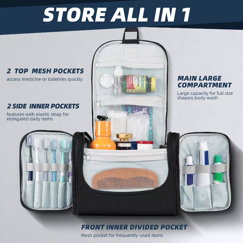 Large Capacity Toiletry Bag for Women and Men, Hanging Toiletry Organizer Cosmetics Makeup Bag