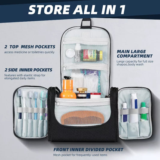 Large Capacity Toiletry Bag for Women and Men, Hanging Toiletry Organizer Cosmetics Makeup Bag