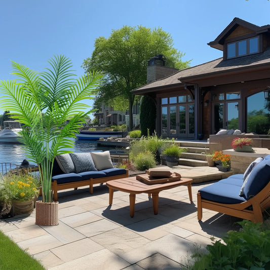 Anting 5ft Artificial Indoor Palm Tree with 13 Trunks, Faux Green Areca Palm Plant in Pot Fake Tropical Palm Tree for Home Decor Office House Living Room Indoor Outdoor