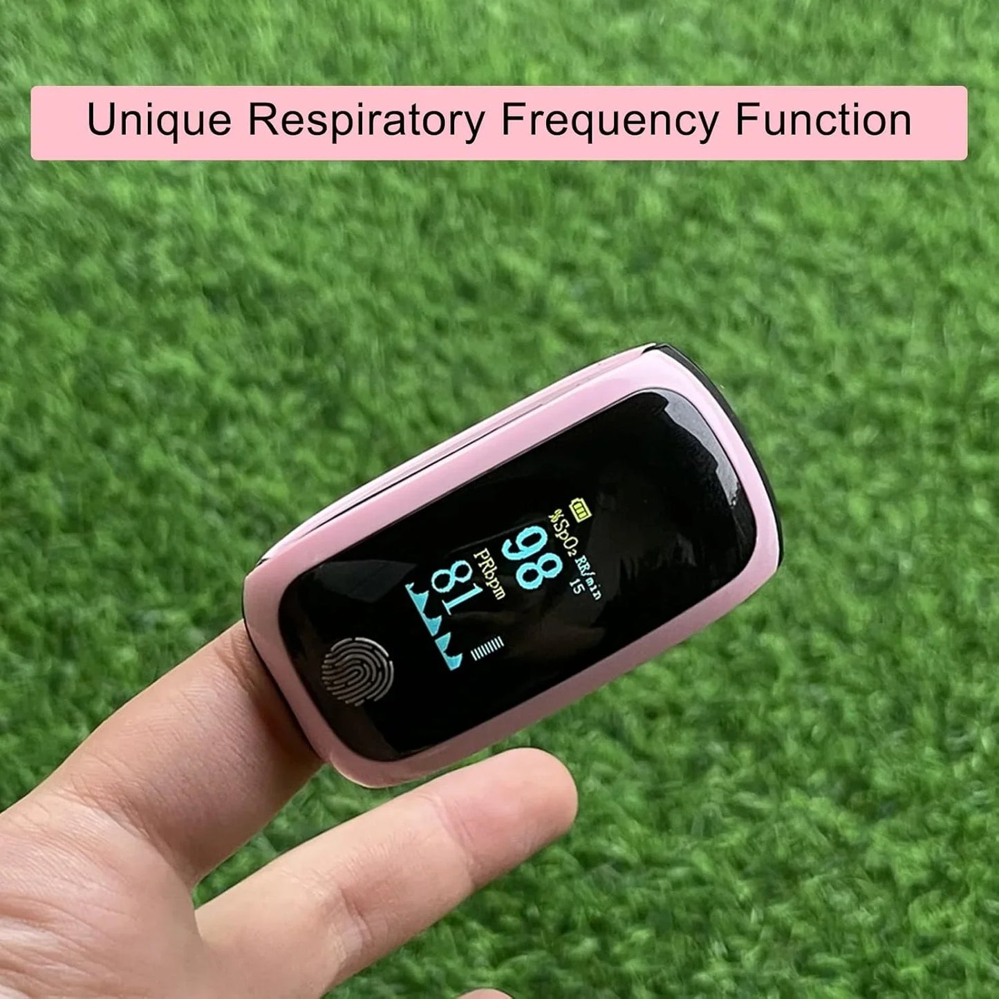 SUWU Pulse Oximeter Rechargeable, Oxygen Monitor Fingertip, Pulse Oximeter with Respiration, Respiratory Rate Monitor, Oximetry for Athletic Aviation Wide Use (Pink)