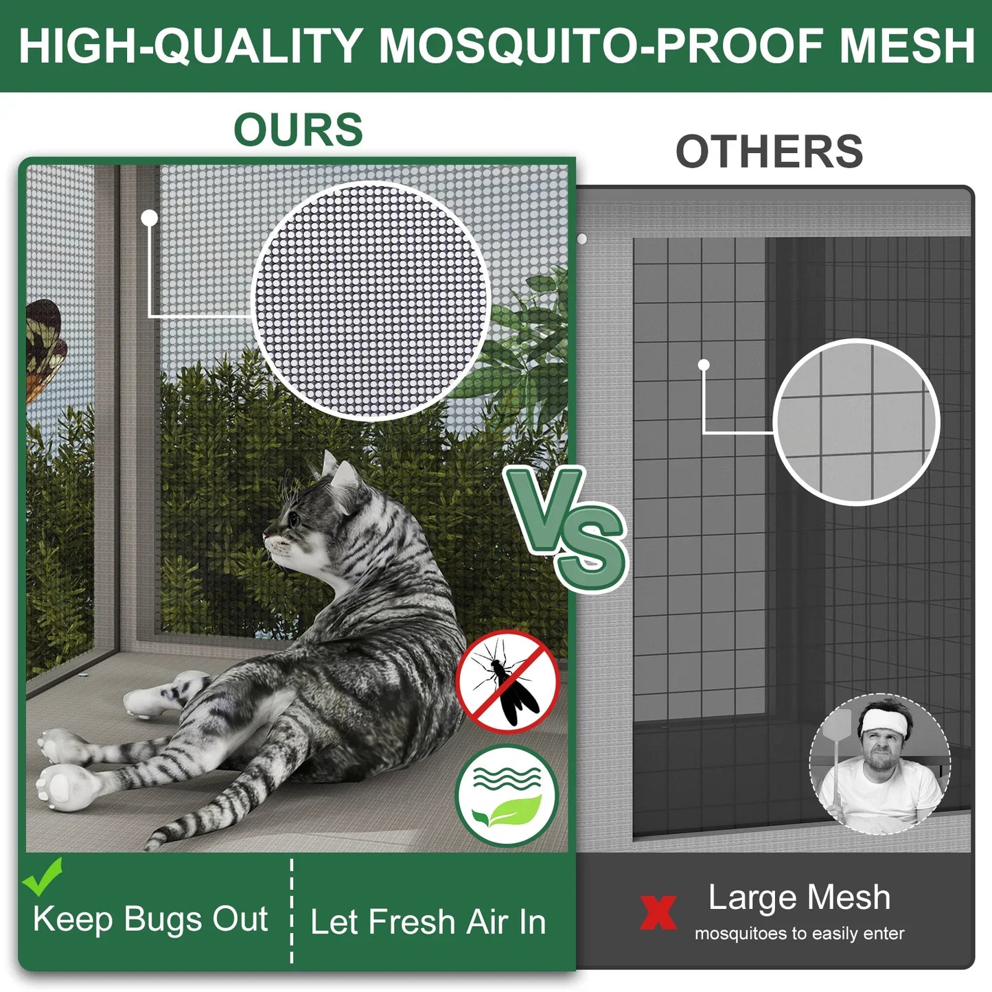 PETSCOSSET Cat Catio, Expandable Window Box Enclosure for Multiple Indoor Cats, Comfortable Wooden Small Pet Perch House