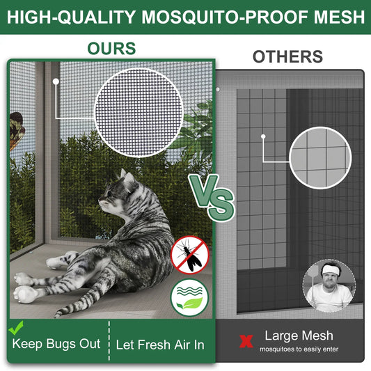 PETSCOSSET Cat Catio, Expandable Window Box Enclosure for Multiple Indoor Cats, Comfortable Wooden Small Pet Perch House