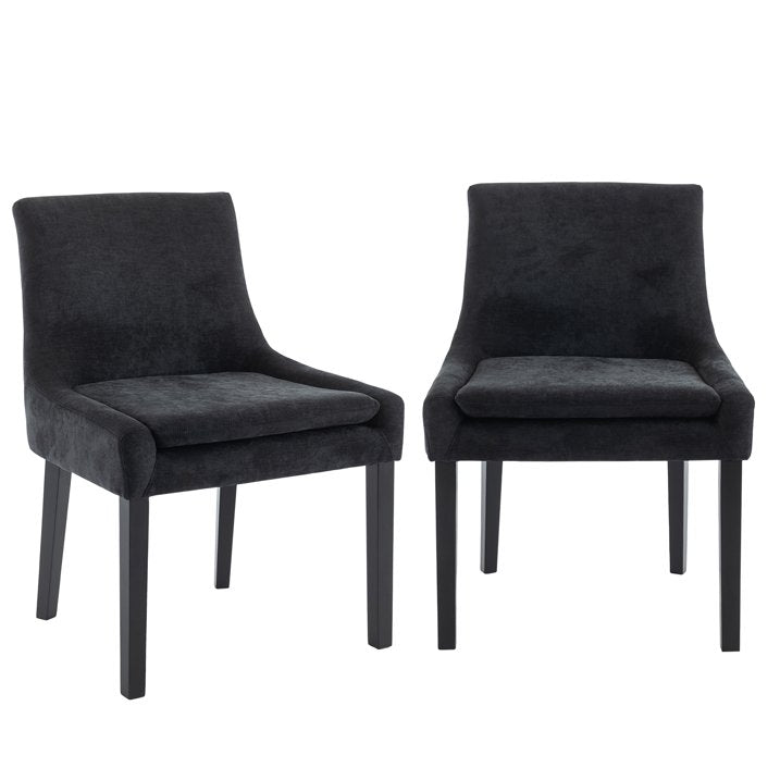 COLAMY Mid-Back Dining Chairs Set of 2 ,Upholstered Corduroy Accent Side Leisure Chairs - Black