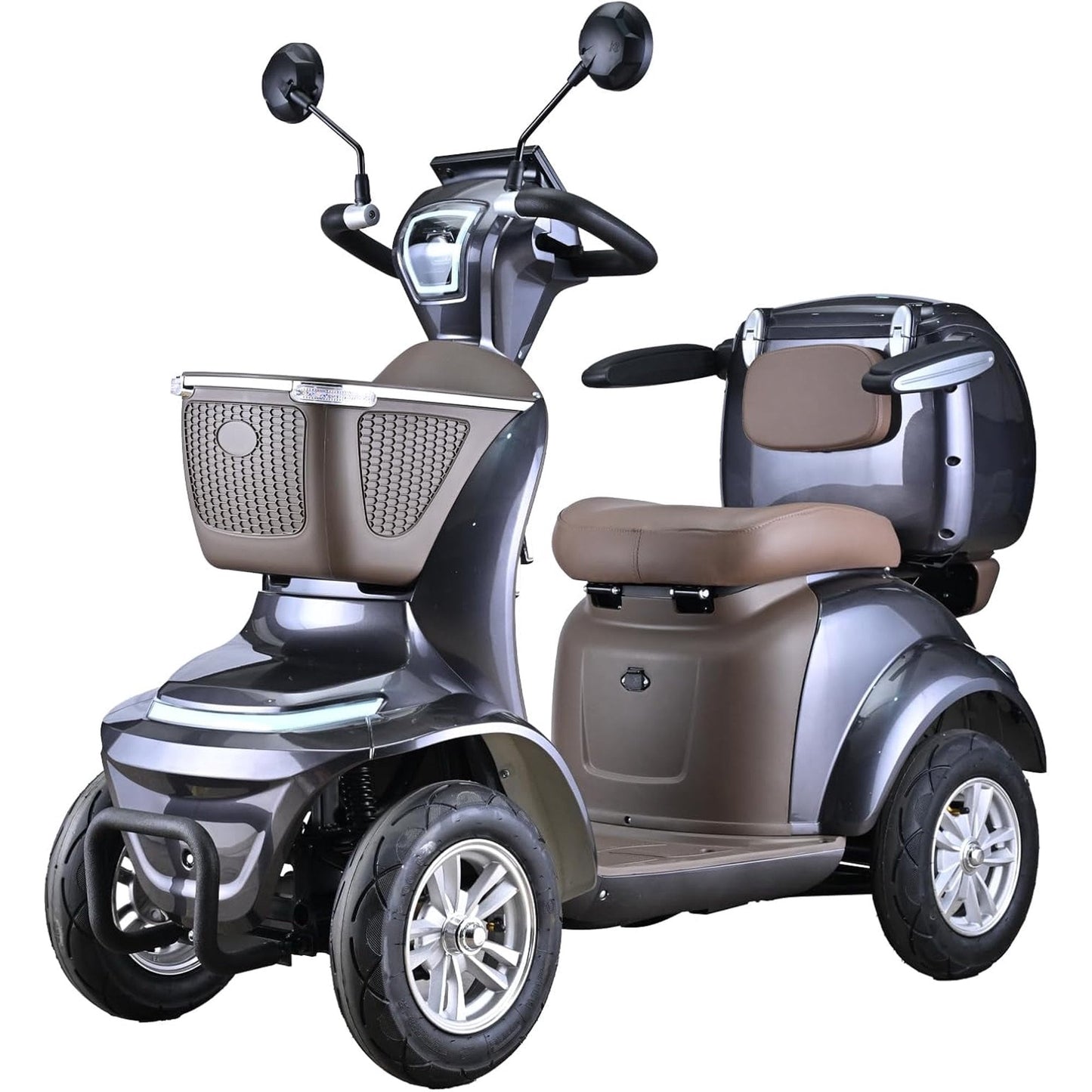 4 Wheel Electric Powered Mobility Scooter Wheelchair for Adults  Seniors  Pre Assembled in USA, 500lbs Capacity, 25 31 Miles Range, 3 Speed Up to 15 MPH, 800W Motor Power (Brown)