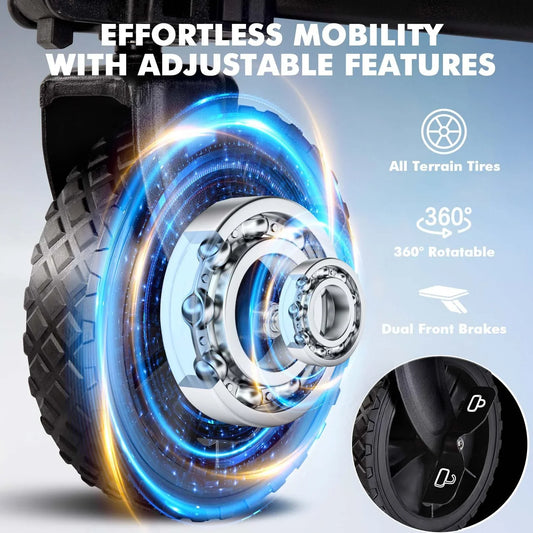 RUNACC 330LBS Folding Wagon Cart, Heavy Duty Garden Cart with All Terrain Wheels Adjustable Handle Portable for Outdoor Beach Gardening Camping Fishing