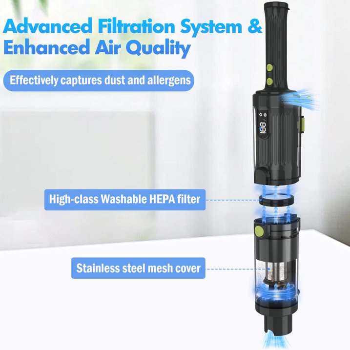 CareVac Cordless Stick Vacuum Cleaner Lightweight for Carpet Floor Pet Hair Home