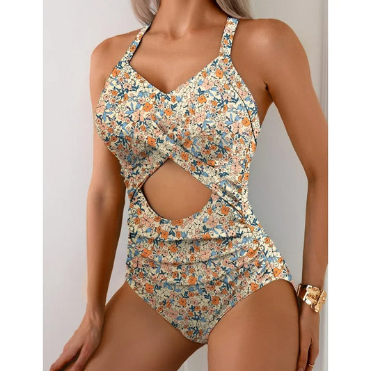 a.Jesdani Women's One Piece Swimsuits Tummy Control Cutout High Waisted Bathing Suit Wrap Tie Back Swimsuit 1 Piece