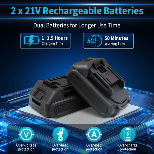 Tidymend Mini Chainsaw 6 Inch, 21 V Battery Powered Electric Chain Saw, Cordless Chainsaw with 2 Batteries  2 Chains  Charger