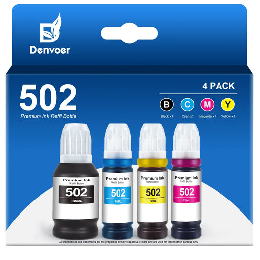 502 Ink Bottles for Epson 502 Ink Bottles Epson Ink 502 Refills (Black Cyan Magenta Yellow 4 Pack)