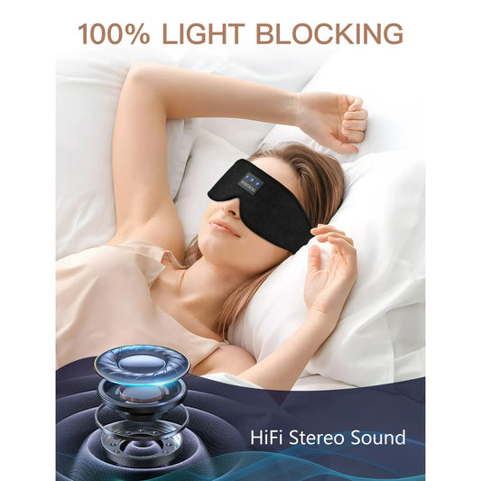 Sleep Mask with Headphones Bluetooth 5.2 Wireless, 3D Eye Mask for Sleeping Built-in HD Music, Microphone for Calls, Sleep Headphones for Side Sleepers Travel Yoga Meditation