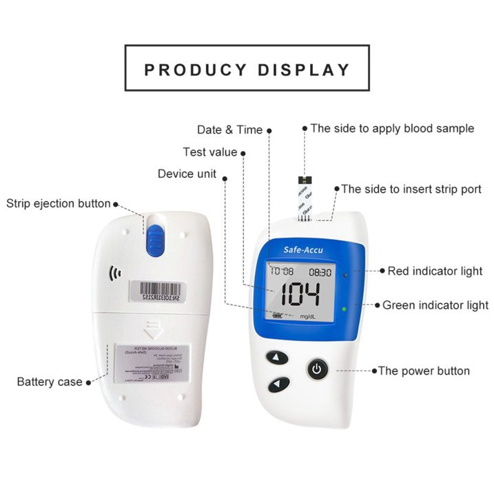 Blood Glucose Monitor Kit 50 Lancets,No Coding Diabetes Home Test Kit