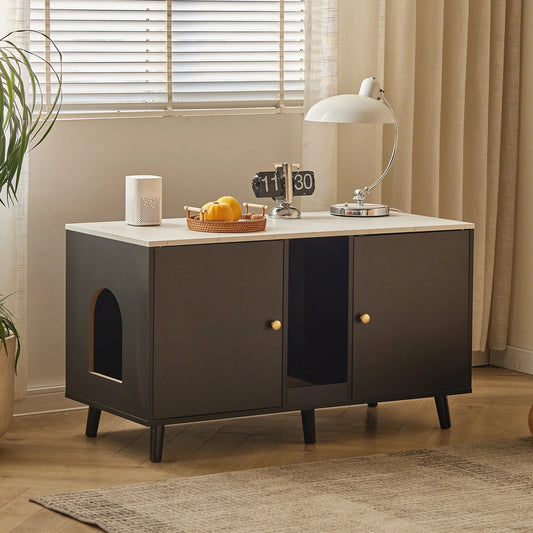 JanflyHome Cat Litter Box Enclosure, 42.5" Hidden Cat Litter Box Enclosure Furniture for Indoor, 42.5 * 19.6 * 23.8 In, Black