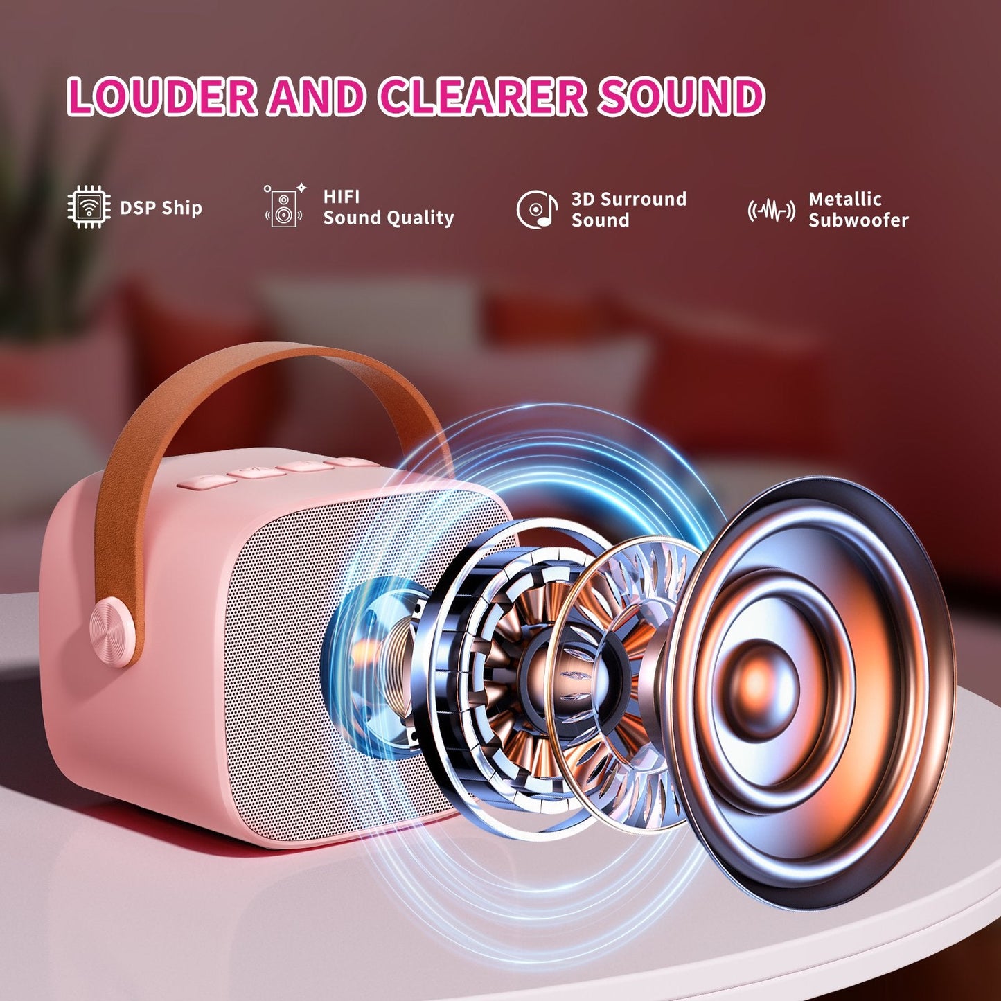 Mini Karaoke Machine for Kids,ZealSound Christmas Birthday Gifts for 3-14 Years Toys for Girls Boys Toddler,Portable Bluetooth Karaoke Machine with 2 Wireless Microphones and Light Speaker,Pink 2Mics