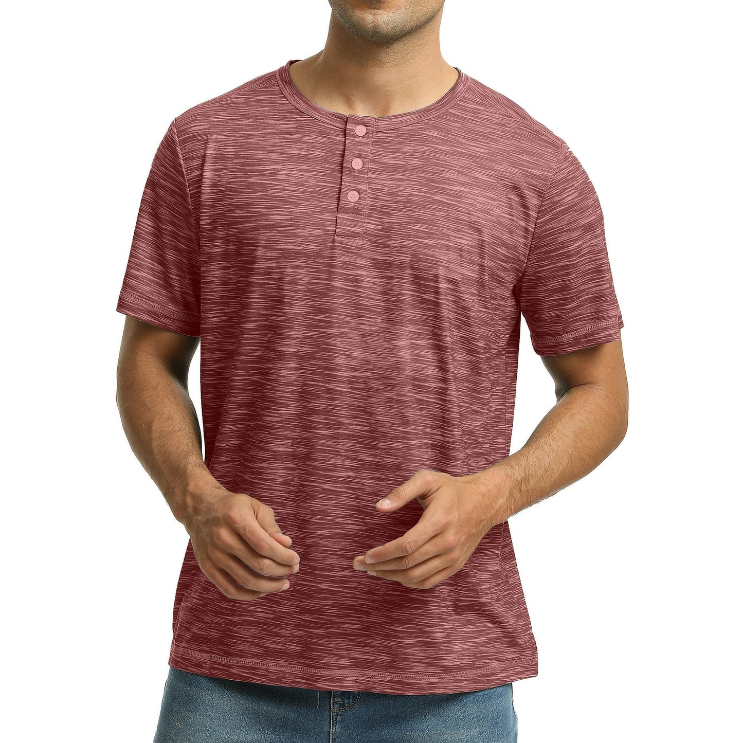 GENTS BLISS Short Sleeve Henley Men Shirts Crew Neck T-shirts for Men Casual Printed Face Shirts for Men