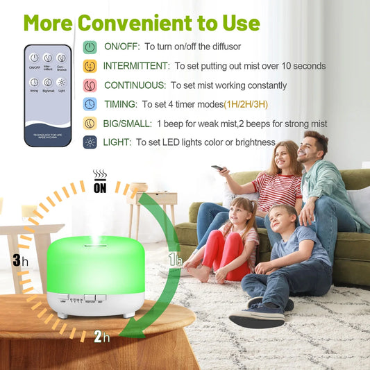 Fimilo Oil Diffuser with 6x10mL Essential Oils, 500ml Essential Oil Diffusers, Aromatherapy Diffuser, Diffusers for Essential Oils Large Room, Baby Room, Home(Pure White)