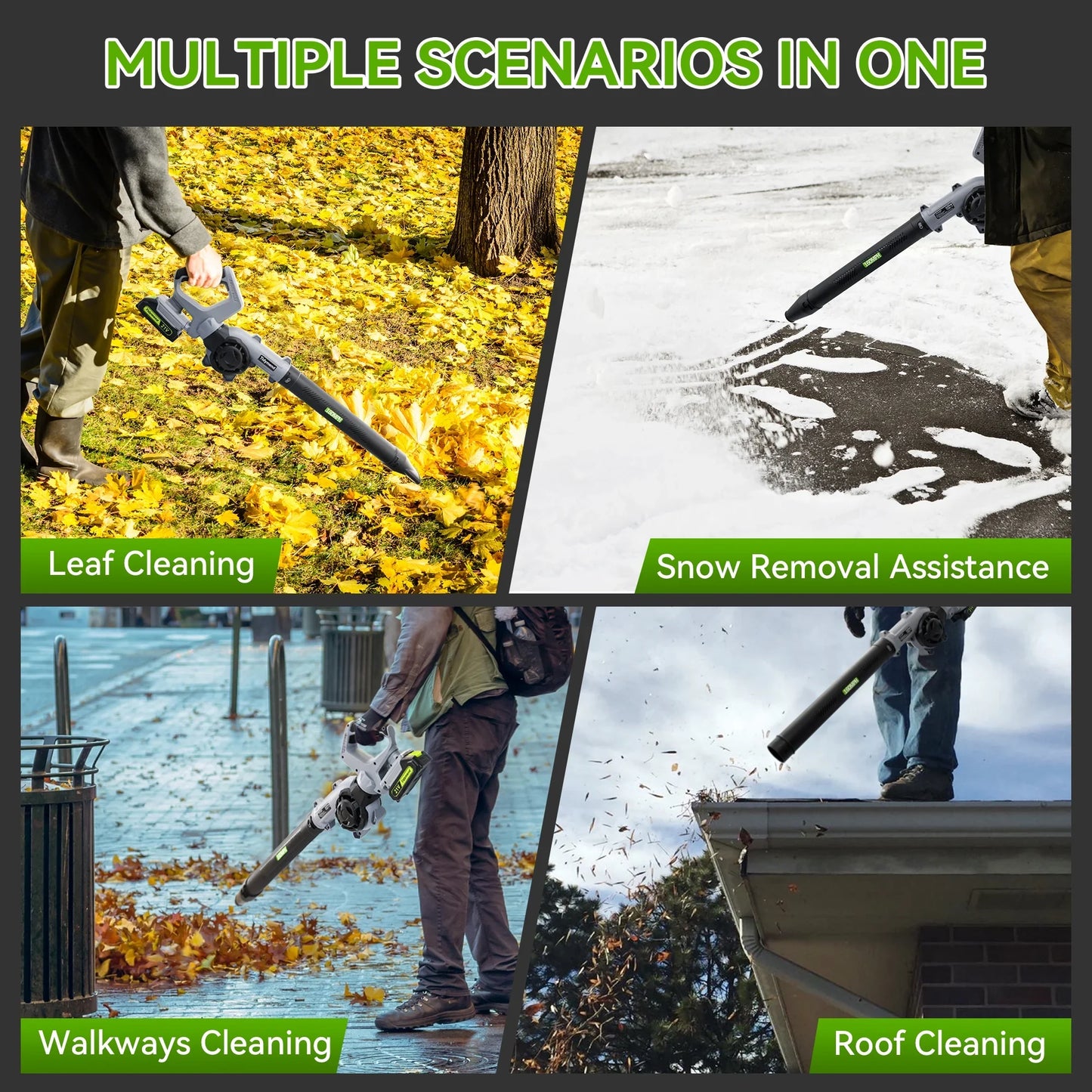 Sentryse Leaf Blower 20V 190CFM 160MPH Electric Leaf Blower Cordless with 2 Batteries and Charger, 3 Speed Modes, 3 Blowing Nozzles for Lawn Care, Blowing Leaves, Patio