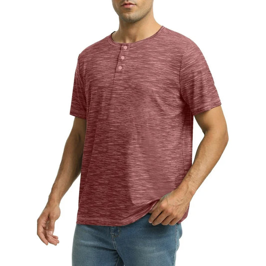 GENTS BLISS Short Sleeve Henley Men Shirts Crew Neck T-shirts for Men Casual Printed Face Shirts for Men