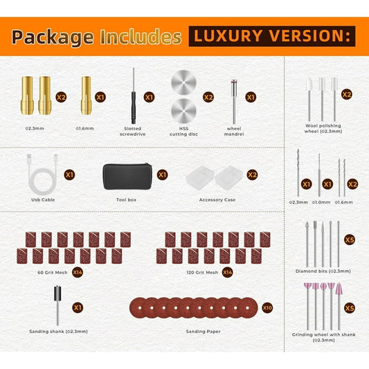 Saker Cordless Rotary Tool, 5 Speed, 3.7V Power Rotary Tools Kit with 61 Accessories for Engraving, Drilling, Sanding, Grinding, Polishing, Carving