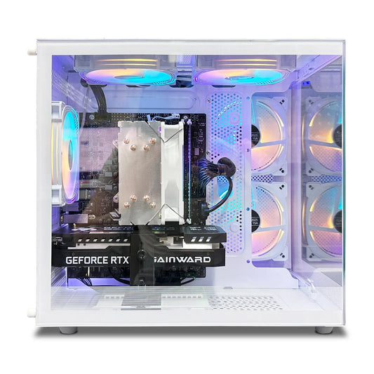 Suevery AMD Ryzen 7 5700X Gaming PC with B450 Motherboard, 32GB RAM, 1TB NVMe SSD, NVIDIA RTX 4060 8GB, WiFi 6, and RGB Lighting