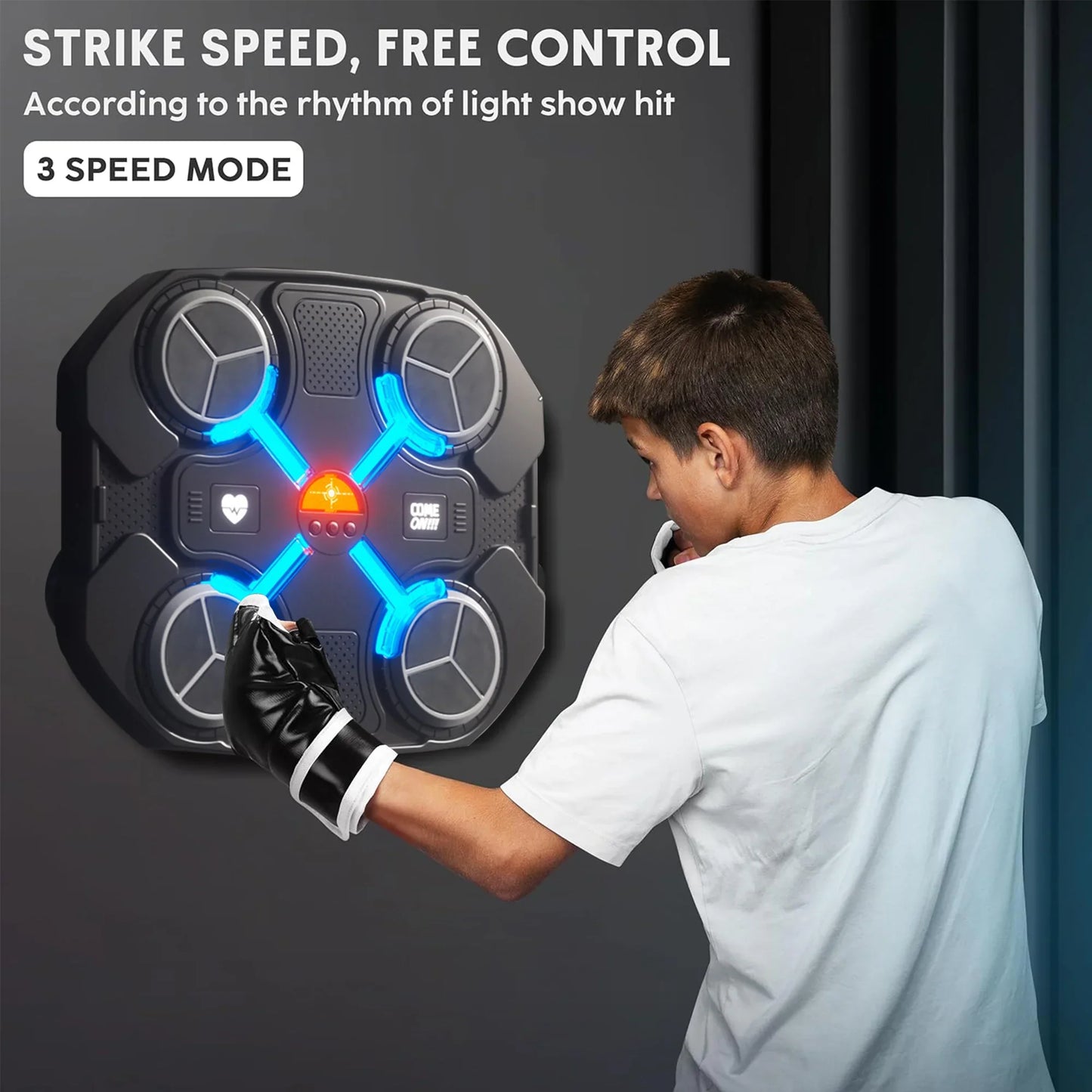 Arsvita Music Boxing Machine, Interactive Punching Game with LED Lights and Music, Fun Fitness Training for Kids and Adults, Adjustable Height and Speed