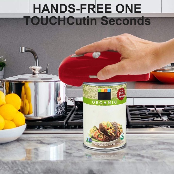 Electric Can Opener, Automatic One Touch Smooth Edge, Battery Operated, Handheld  Arthritis-Friendly, Safe for Food Prep