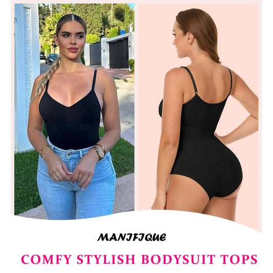 MANIFIQUE 3 Piece Shapewear Bodysuits Women Clothing Tummy Control Seamless Full Body Shaper V Neck Jumpsuits Top