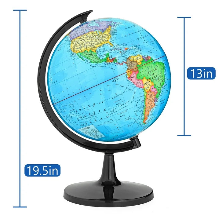 BSHAPPLUS 13 World Globe,Globe for Kids,World Globe with stand,World Globes for Adults,Blue