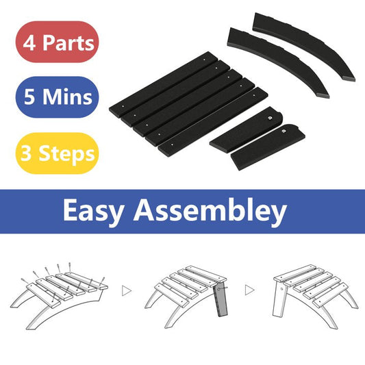 FOOWIN Folding Adirondack Ottomans Set of 4 for Adirondack Chair, Black