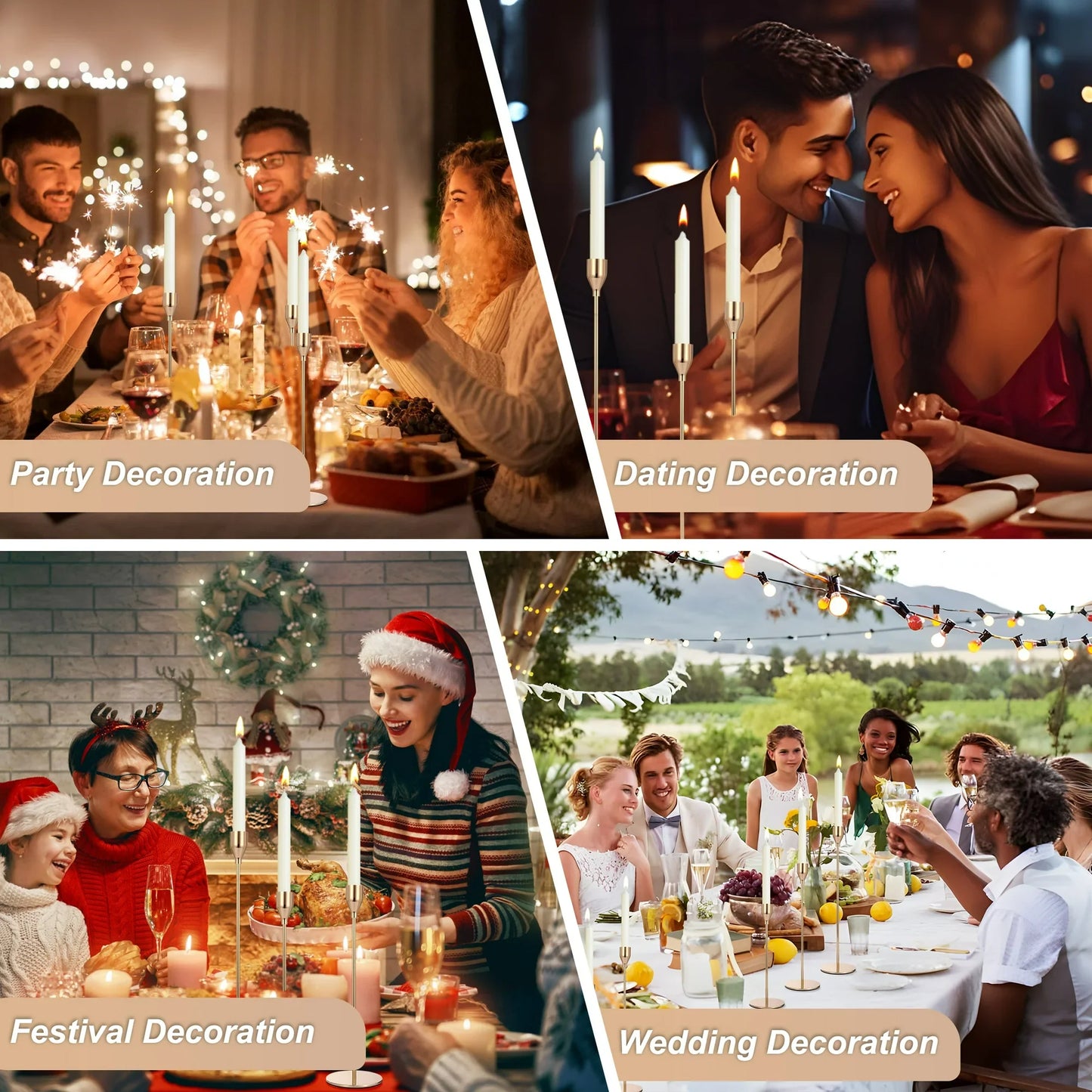 Aovky Candle Holder Set of 3, Metal Gold Taper Candle Holders Decorative Candlestick Holders for Home Decor, Wedding, Dinning, Party, Anniversary, Fits 3/4 Inch Thick Candle