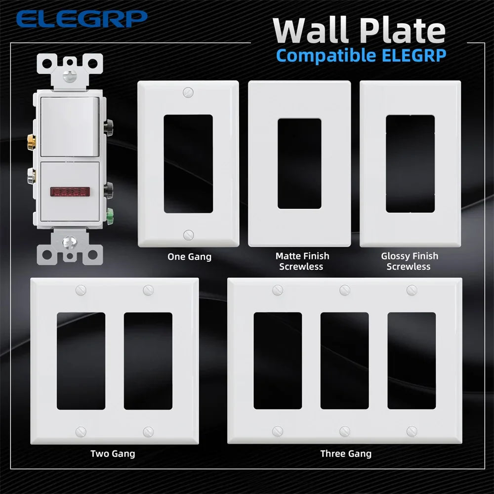 ELEGRP 15A 120V White Single Pole Electrical Switches 2 Pieces