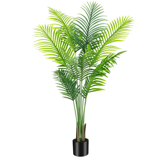 Anting 5ft Artificial Indoor Palm Tree with 13 Trunks, Faux Green Areca Palm Plant in Pot Fake Tropical Palm Tree for Home Decor Office House Living Room Indoor Outdoor
