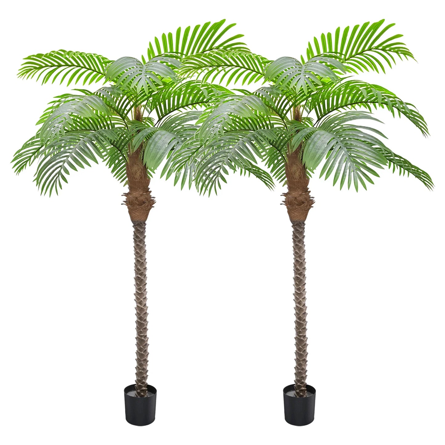 Anting Artificial Palm Tree 7.5ft Tall Trees Plants 15 Leaves 90in Outdoor Palm Trees for Outside Patio Trees for Decor (Set of 2)